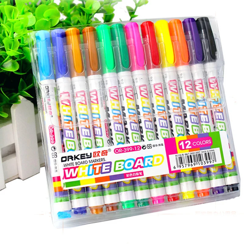 12 Kleuren Whiteboard Marker Pennen Vloeibaar Krijt Uitwisbare Glas Keramiek Kind Schrijven Maker Pen Kantoor School Supply Briefpapier: Default Title