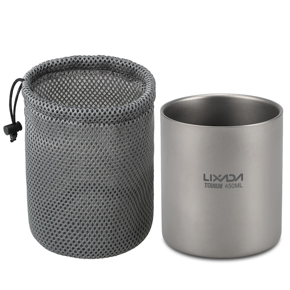 Lixada 450ml titânio dupla parede isolado copo de água casa acampamento ao ar livre caminhadas piquenique xícara de chá caneca de café xícara de chá utensílios de mesa