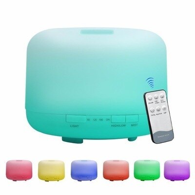 Aroma Essential Oil Diffuser Ultrasonic Air Humidifier 7 Colors Changing Led Fogger Mist Maker Household Air Freshener 500ml: WH remote control / US
