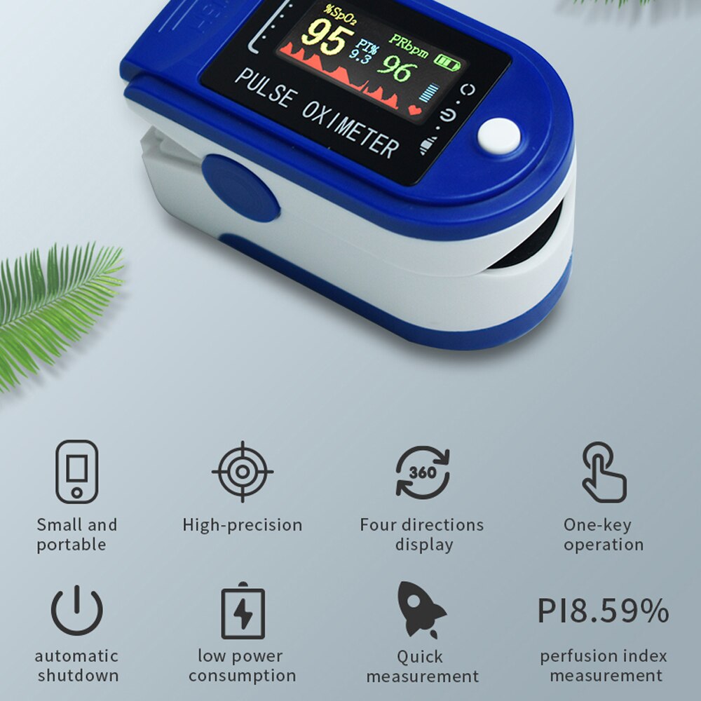 Oximetro Finger Oximeter Pulse Rate Perfusion Index SPO2 Blood-oxygen Data Measurement OLED Display + Digital Thermometer