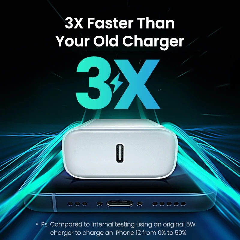Chargeur Rapide 20W USB-C Newding - Compatible IPhone 14, 13, 12, 11, Pro Max, Mini, SE - Adaptateur Mural PD 3.0