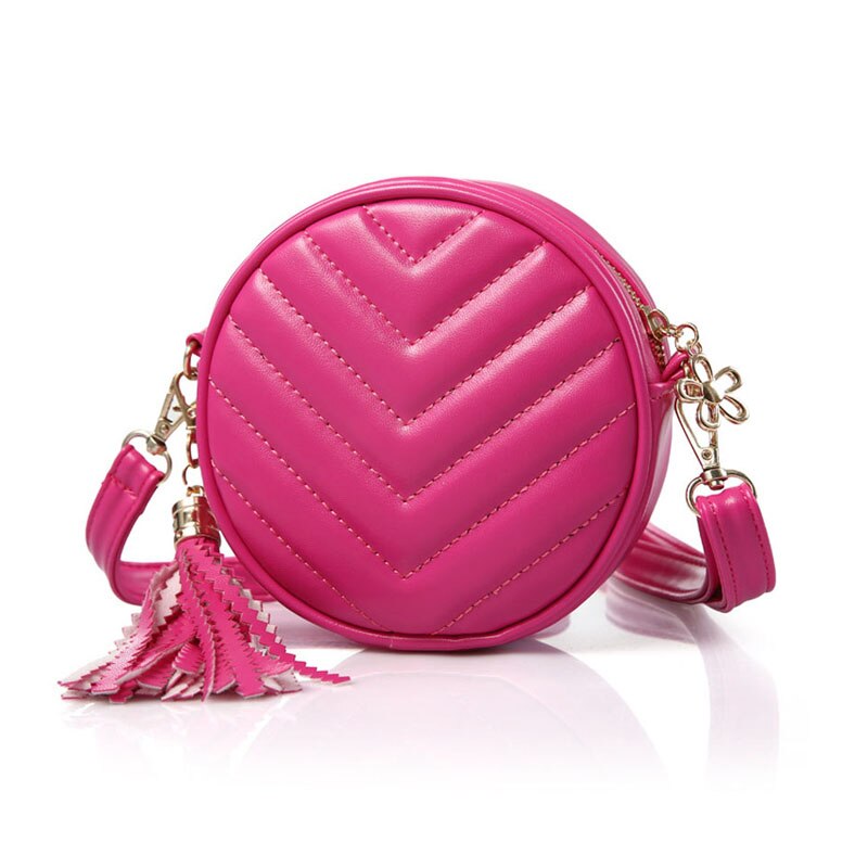 Girl Messenger Bag Tassel Girl Shoulder Bag PU Student Circle Purse Cute Student Accessories WISECO