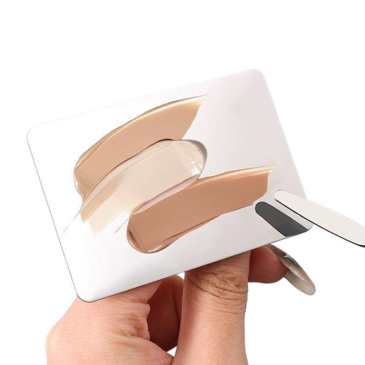 2pc Makeup Mixing Palette Stainless Steel Makeup Kit Metal Mixing Tray with Spatula Square Stainless Steel Makeup Mixing Palette