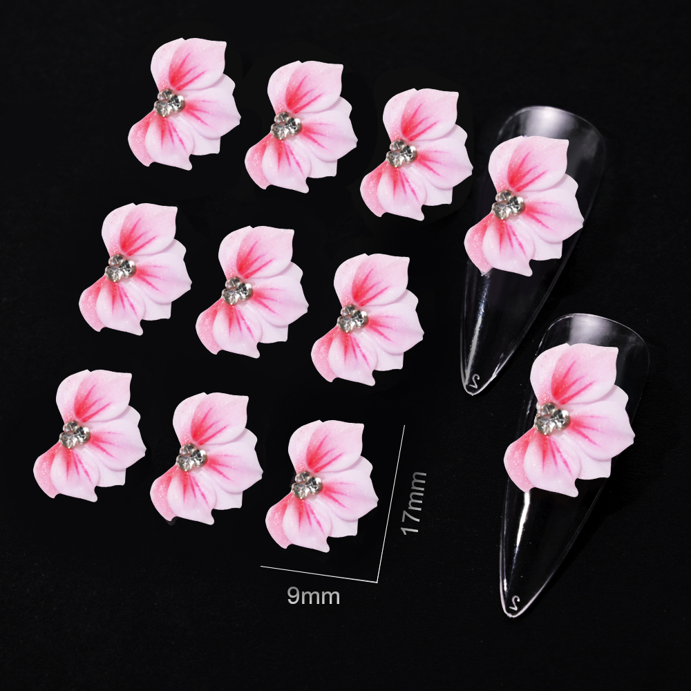 Flores acrílicas 3D para uñas, abalorio para uñas, joyería de perlas pura hecha a mano, accesorios de diamantes de imitación, de flores múltiples, decoración de uñas, 1 ud.: Verde militar
