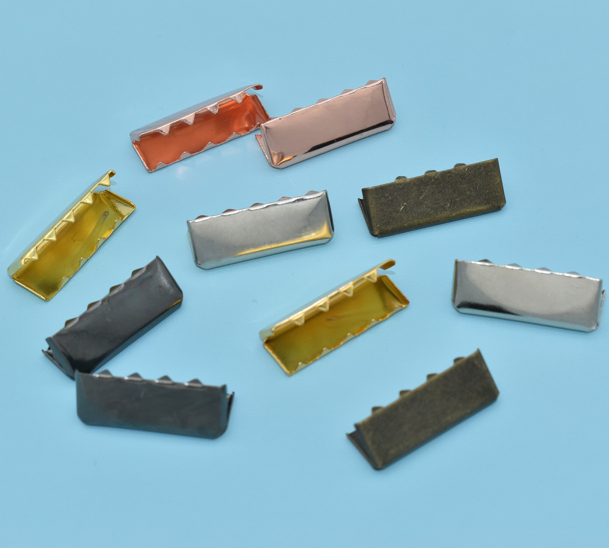 25mm Ribbon Clamps Ends Fasteners Clasps Cord Ends Cap Foldover Connectors for Leather Lanyard Strap Jewelry Making