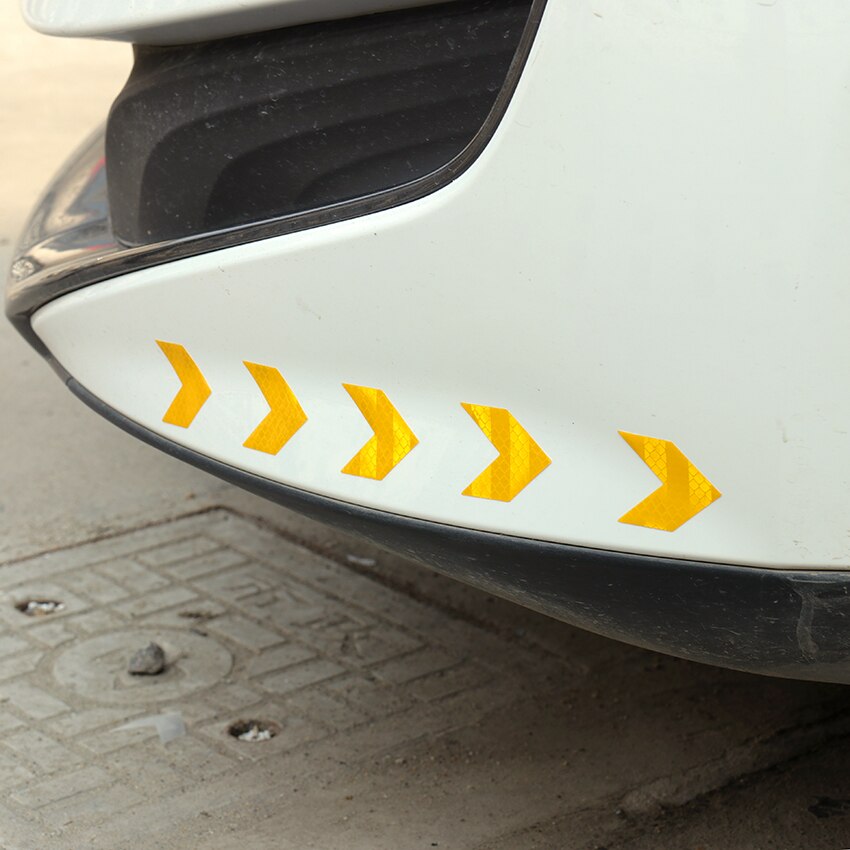 10PCS/Set Car Reflective Arrow Sign Tape Warning Safety Sticker For Car Bumper Trunk Reflector Hazard Tape Car Styling Sticker