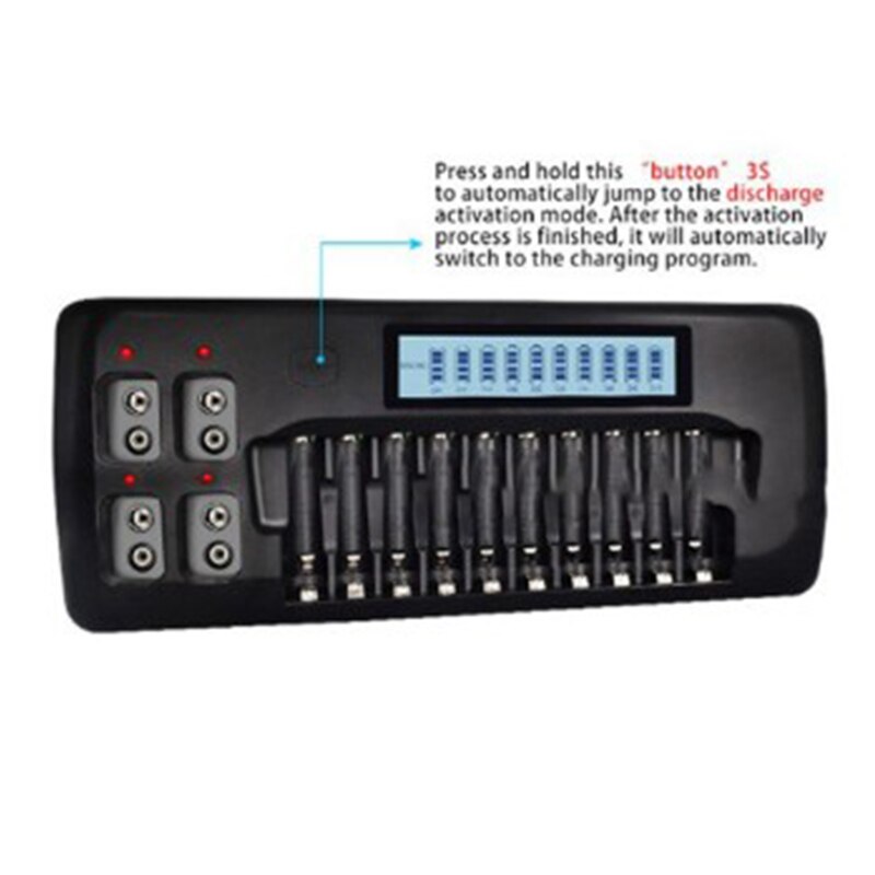 10-Slots Lcd Smart Battery Charger Voor 1.2V Oplaadbare Batterij 9V Ni-Mh Lithium-Ion Oplaadbare Batterijen, au Plug