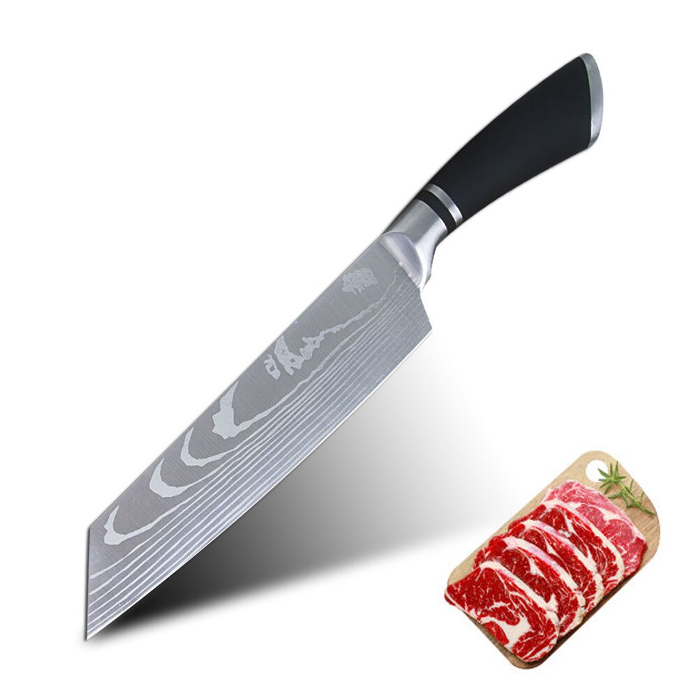 Kitchen Knife Chef Knife 8 Inch Pro Japanese Chef's Nakiri Knife Stainless Steel Santoku Meat Cleaver Beef knife With Cover: 8 inch