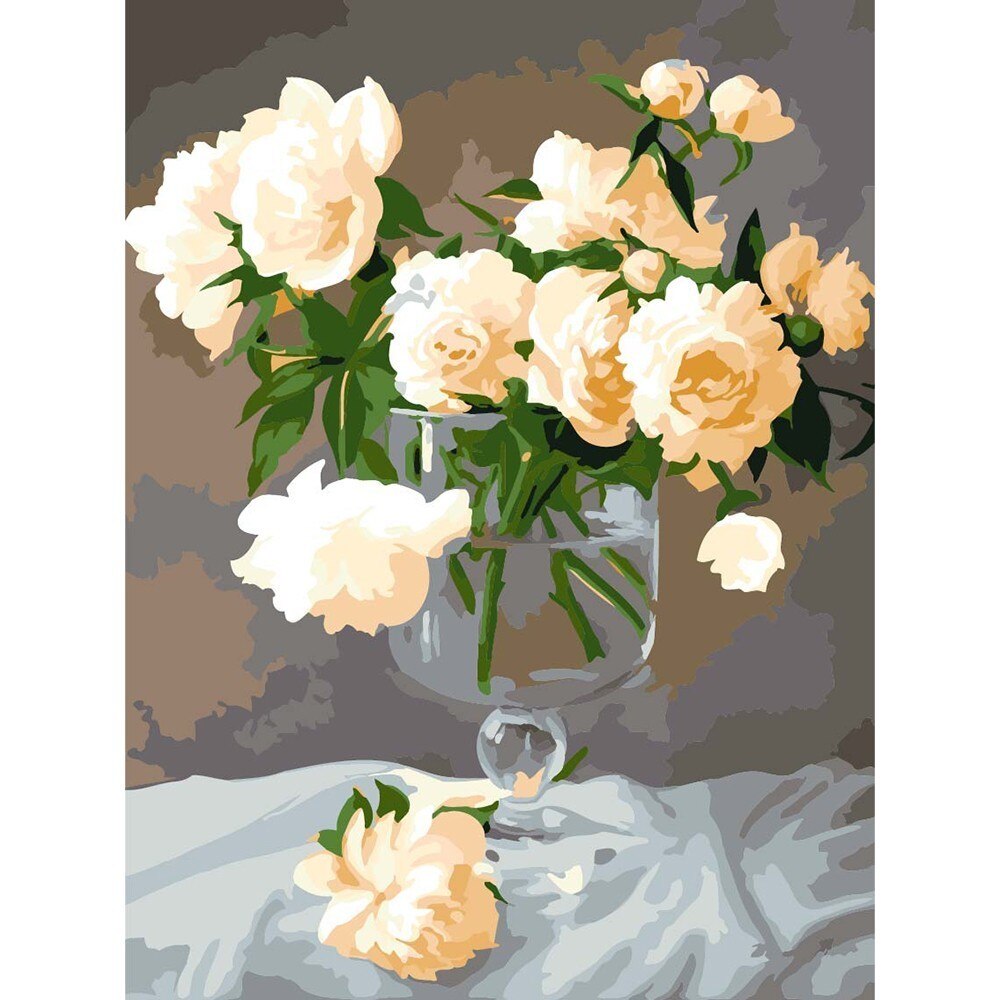 Azqsd Bloemen Schilderen Nummers Handgeschilderd Frameloze Olieverf Vaas Acryl Verf Op Canvas Voor Home Decor A527: SZYH-A604