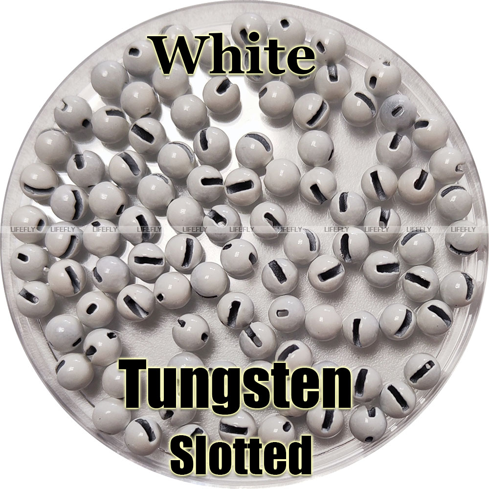 Witte kleur, 100 wolfraamkralen, gleuf, vliegbindset, mal, vliegvissen