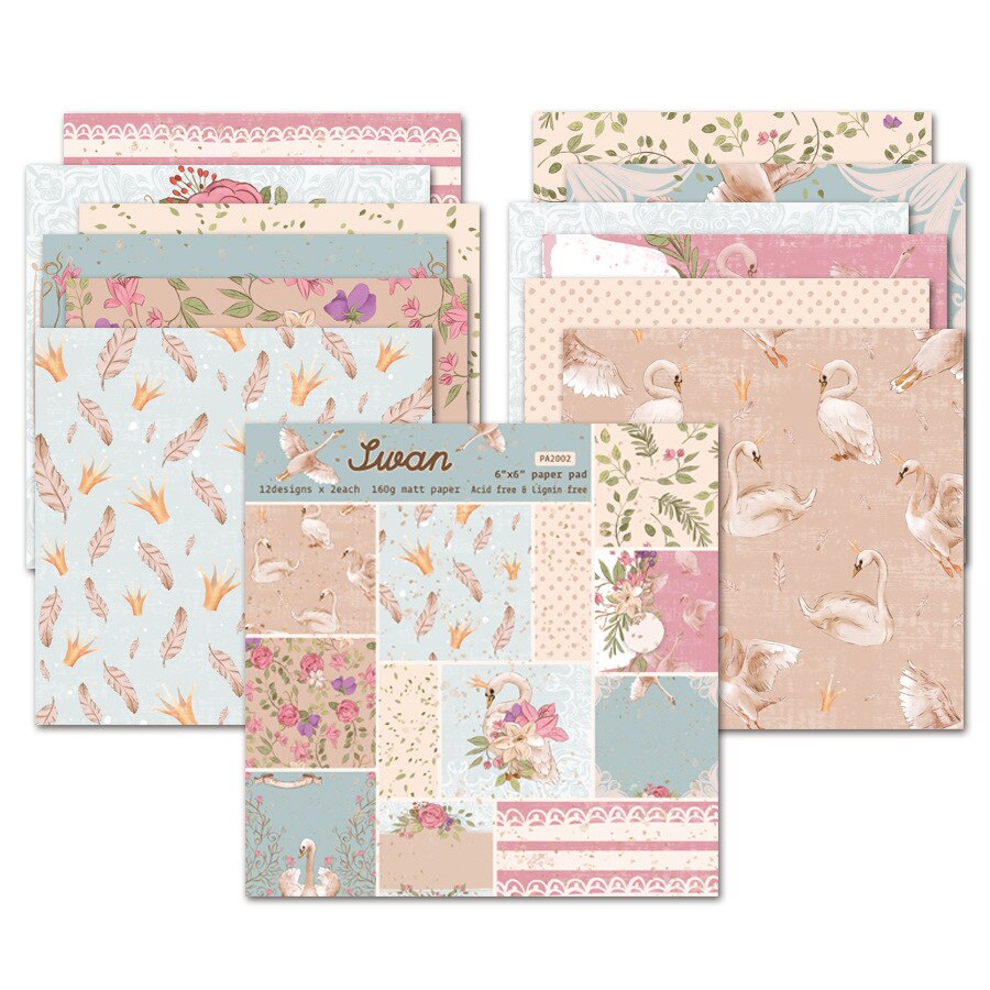 KSCRAFT 12 Sheets Swan Scrapbooking Pads Paper Origami Art Background Paper Card Making DIY Scrapbook Paper Craft