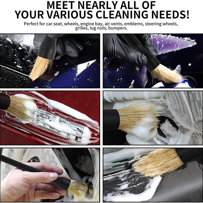 2 Pcs Car Detailing Brush Kit Auto Detail Brush Set Interior Exterior Detailing Supplies For Cleaning Air Vent