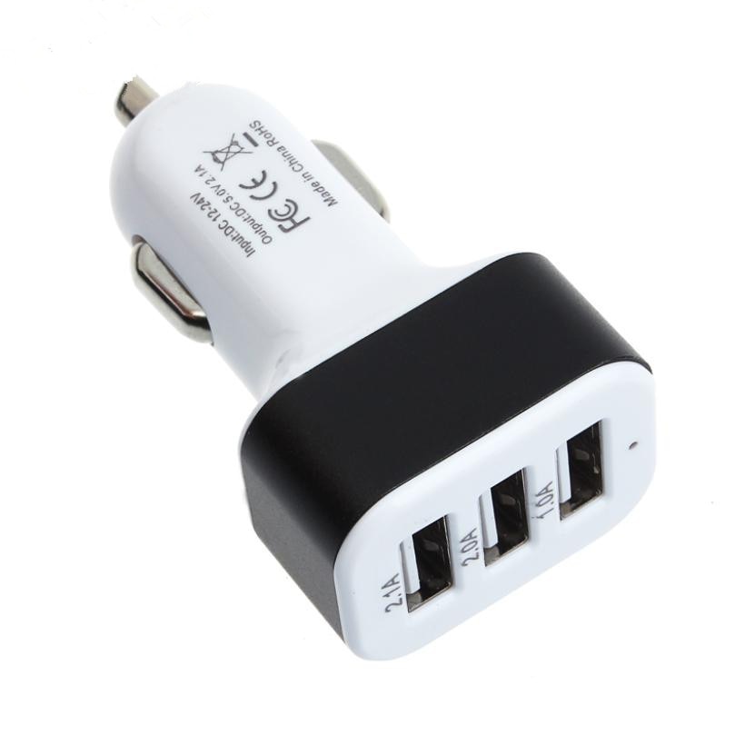 Auto 3Port Usb Charger Adapter Universele 12V 24V Naar 5V Voor Smart Telefoon Gps Autolader d1