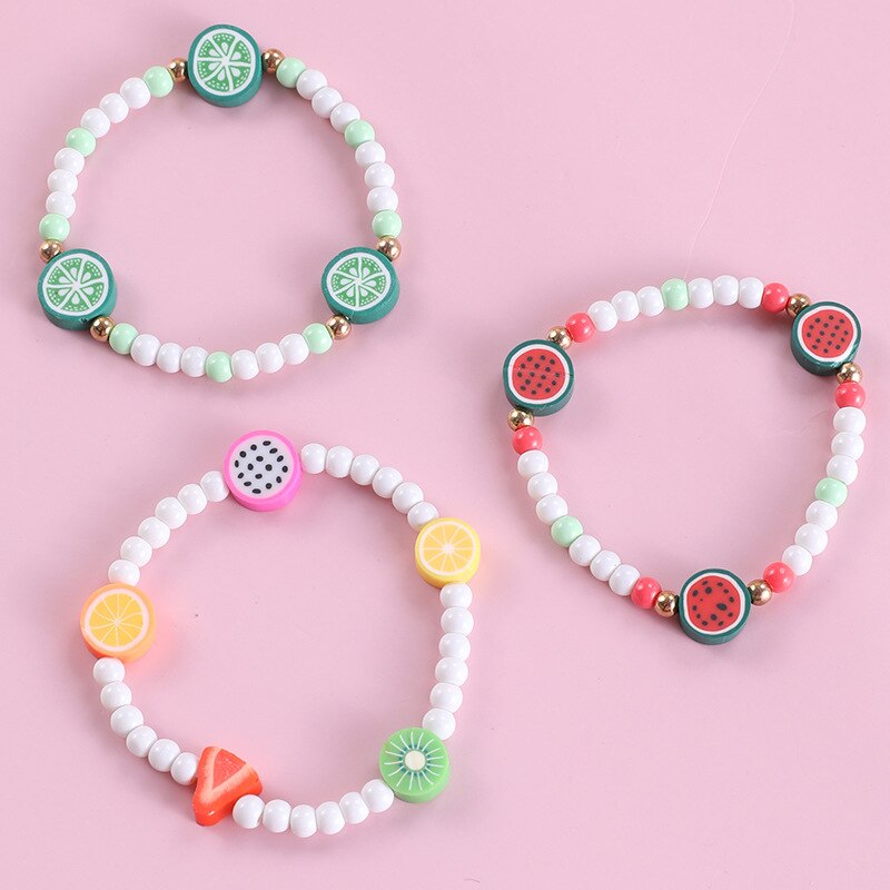 Kids Kettingen Meisjes Kinderen Leuke Fruit Ketting Armbanden Sets Mode Kind Jurk Sets Acryl Strand Strand Sieraden Set