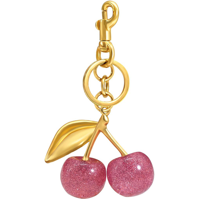 Llavero de cereza, dijes para bolso, bonito llavero con dije para bolso, accesorios de cereza para de mujer