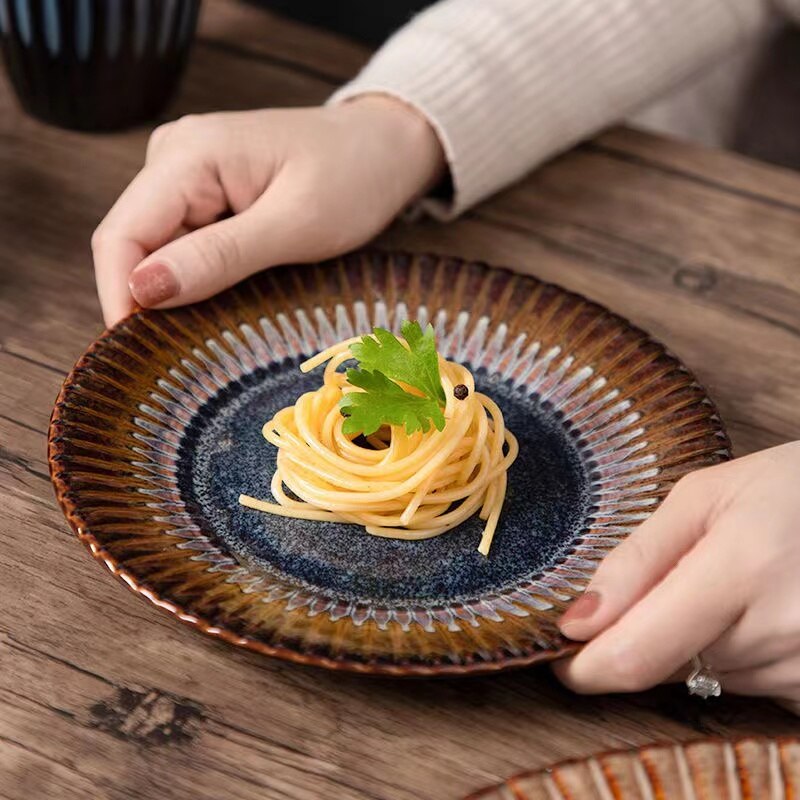 1pcs European Retro Ceramic Western Plate Personality Simple Oven Steak Plate Plate Salad Bowl And Mug