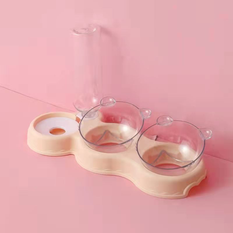 Triple Kom Voor Kat Automatische Feeder Hond Kattenvoer Kom Met Fontein Dubbele Kom Drinker Verhoogde Stand Schotel Kommen voor Kat: Pink L38xW16.5cm