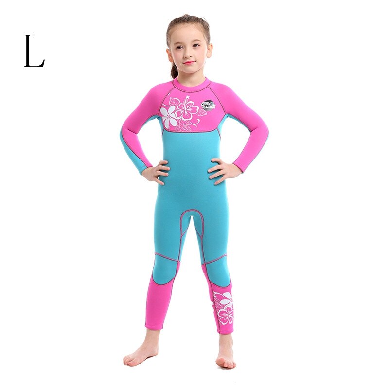 Kinderen meisjes badpak zwemmen kinderen lange mouwen eendelig zonnescherm thermisch 3mm badpak zwemmen duiken surfpak: Ll