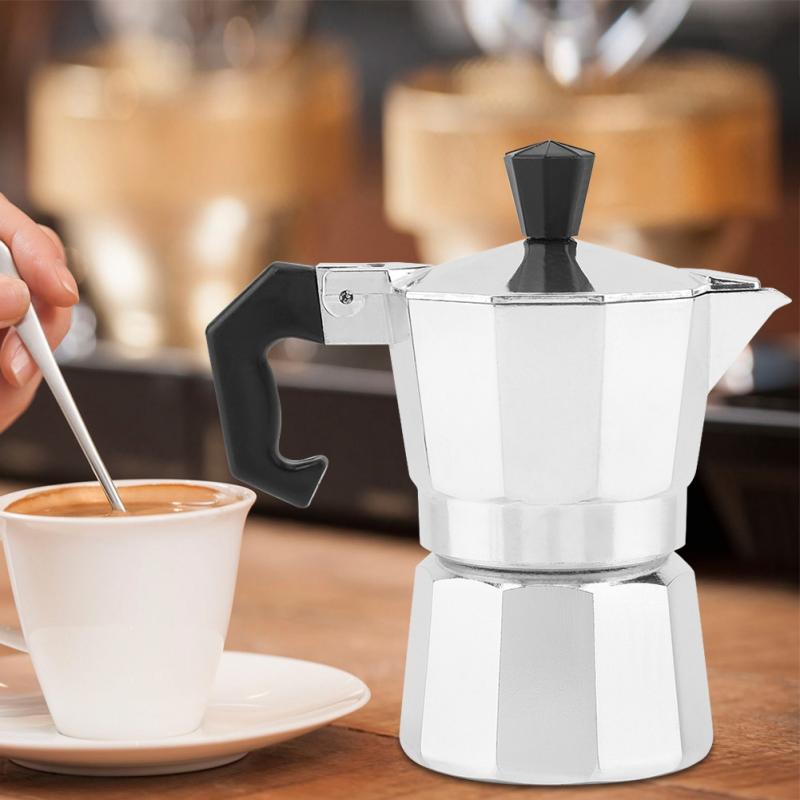 50ml 1 kopp moka spishäll kaffebryggare aluminiumkanna fransk mocka espresso perkolator kanna manuell tillverkare mockakanna 1 kopp