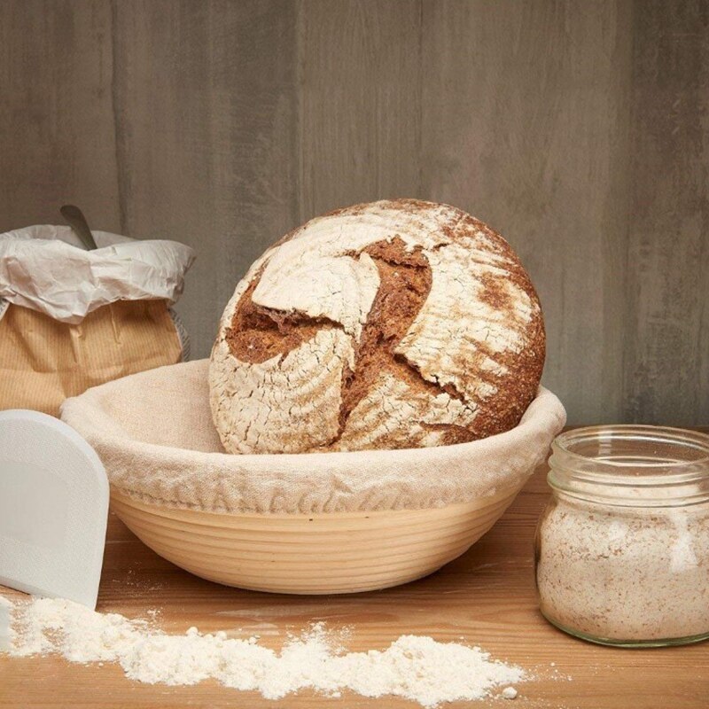 Shgo-round banneton proofing-korgset brod form oblekt naturligt sockerrörsbakningssats med tygfoder