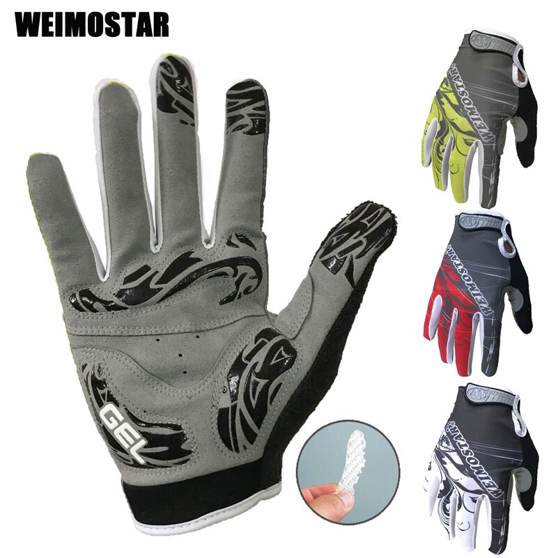 Gel Pro-Guantes de Ciclismo para hombre y mujer, manoplas de dedo completo para Ciclismo de montaña, BMX, DH, todoterreno, Motocross, Color Rojo