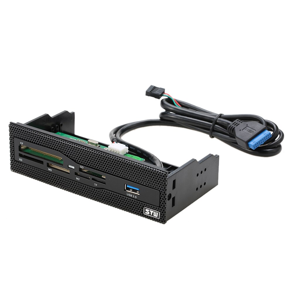 Lector de tarjetas interno USB 3,0, Panel frontal de PC de 5,25 pulgadas, todo en 1, compatible con CF, XD, MS, M2, TF, SD