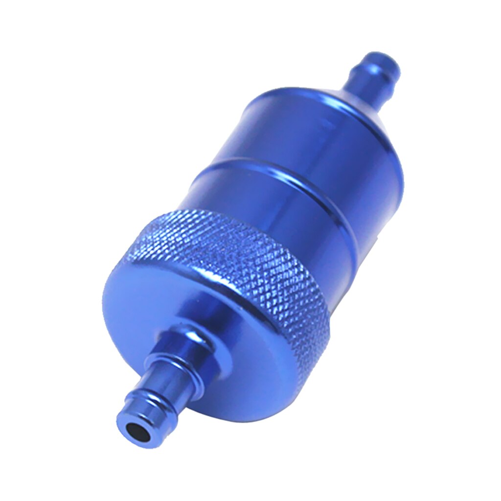 8mm 5/16'' Universal Chrome Aluminum Fuel Filter Car Petrol Diesel Inline aluminum inline fuel filter: Blue