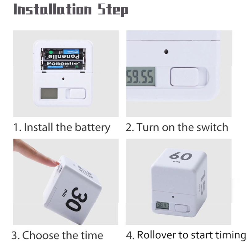 Rollover Timer For Set Time Reminder Kitchen Study Sport Office Portable Time Management Tool Cube Countdown Timer