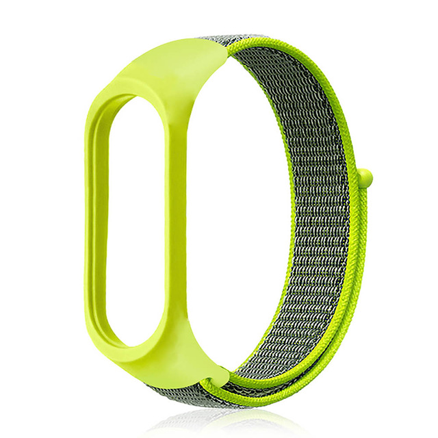 Correa de nailon para Xiaomi Mi band 5, repuesto de pulsera transpirable Xiomi Mi5 NFC, correa para Xiaomi Mi band 5: Fluorescent Green