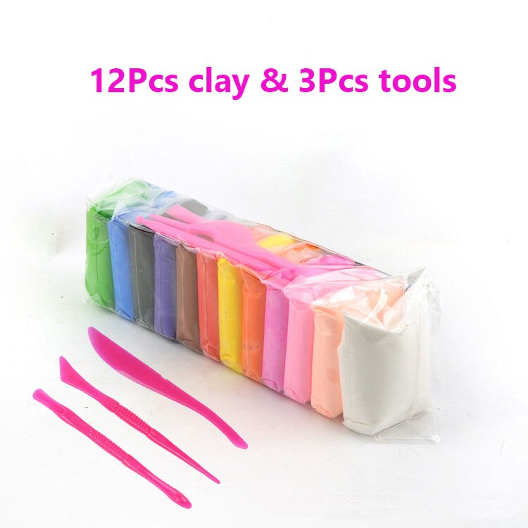 12/24/36 Stks/partij Diy Licht Playdough Polymeer Plasticine Klei Speelgoed Babyverzorging Lucht Drogen Casting Boetseerklei tool Kids: 12 bags