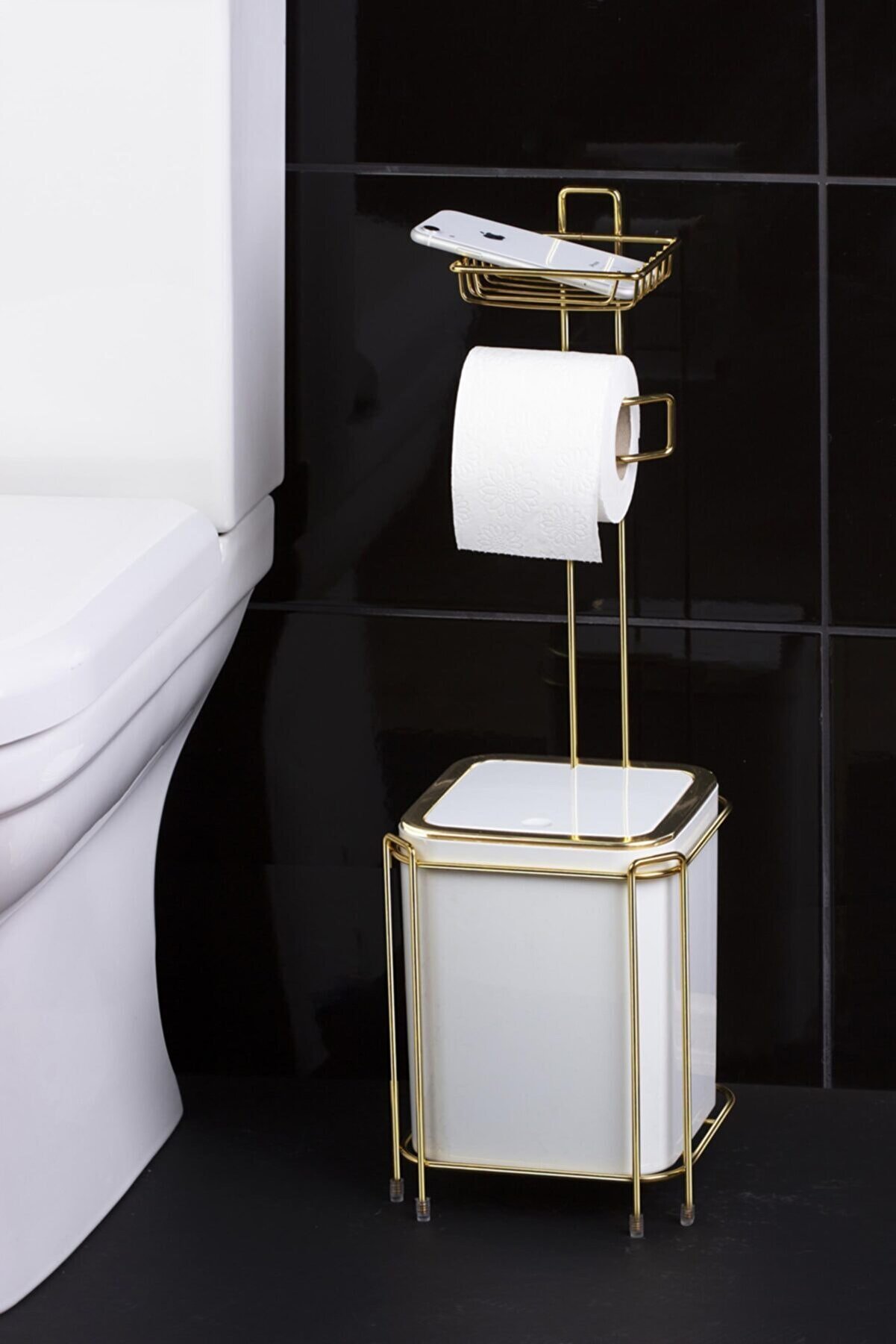 Wc pinsel, mülleimer und Serviette Halfter einstellen badezimmer zubehör innovativ luxus Gold Lagerung organizer neue stil zu hause: Modell 3