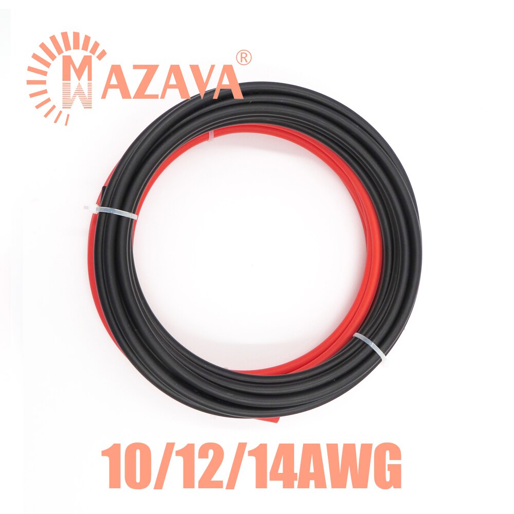 10M 10/12/14AWG Solar Cables Wire TUV Cable PV Solar Panels Connection Red Black PV1-F