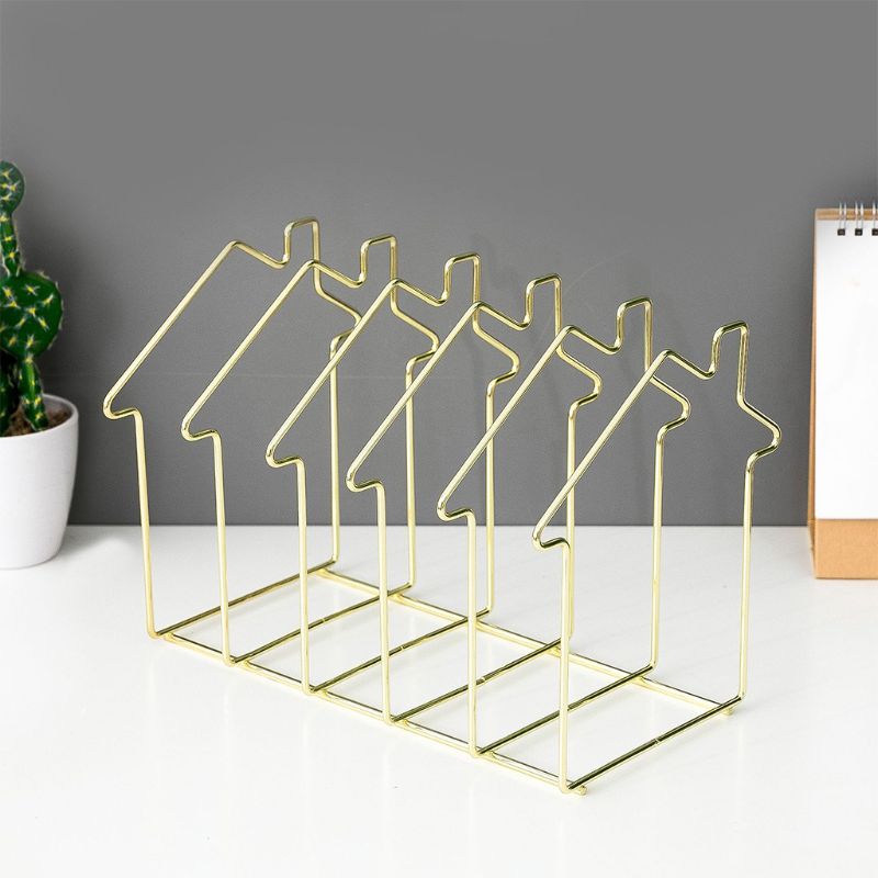 Metal Bookshelf Bookends Book Support Stand Desk Organizer Storage Holder Shelf File Organizer Bookshelf Magazine Rack for Offic