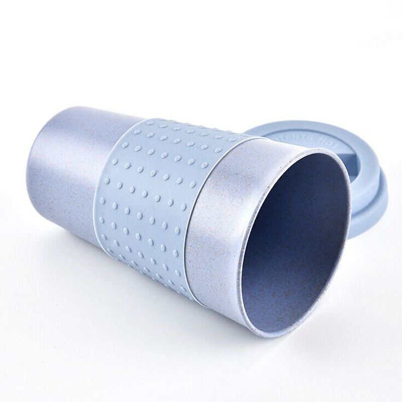 Reusable Bamboo Fibre coffee Cups Eco Friendly 3 Colors 300ml Portable Coffee Tea Mugs Travel Mug With Lid