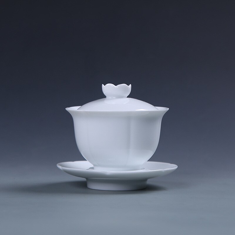 Shadow Celadon Tea Set Tea Cup Tea Bowl Handmade Ceramic Three-force Tureen Large Size Sopera De Ceramica Chrysanthemum Tea