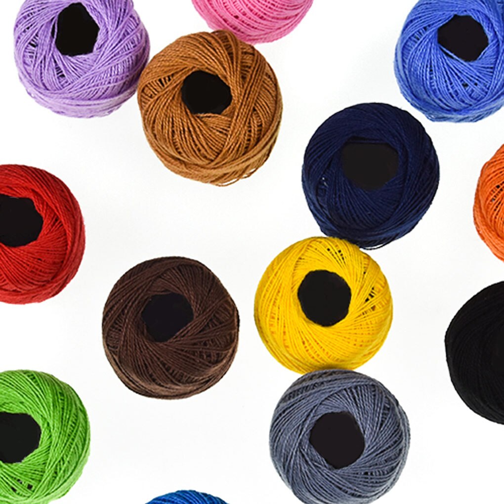 16 Colors Crochet Cotton Yarn Balls Cross Stitch Needlepoint Hand Embroidery Knitting Threads Mixed Colors Sewing Thread