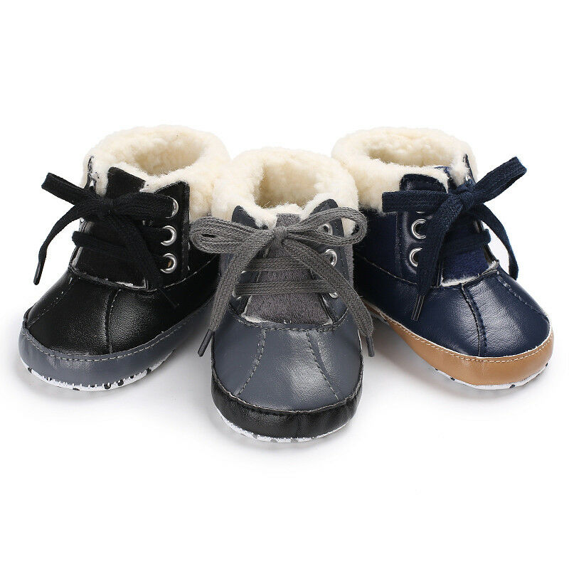 Pudcoco Pasgeboren Baby Jongens Meisjes Lace-up Snowboots PU Zachte Zool antislip Crib Schoenen Witer warme Laarzen Sneakers 0-18M