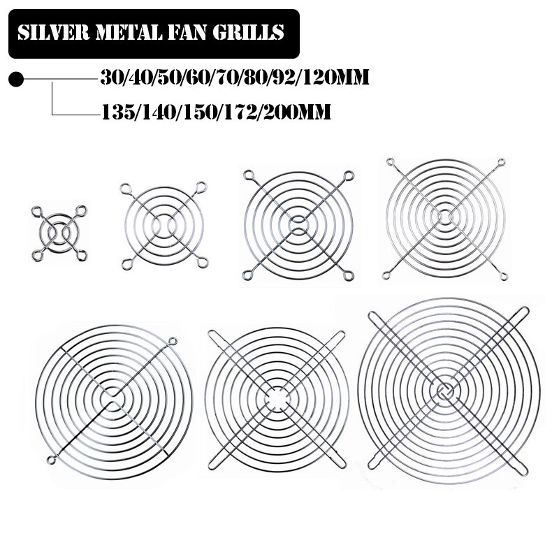 Griglia per ventola di raffreddamento Reti in ferro metallico per ventola del computer 30mm 40mm 50mm 60mm 70mm 80mm 90mm 120mm 135mm 140mm 170mm 200mm Griglia per ventola