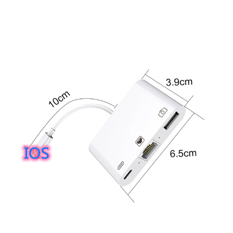 For Lightning to LAN 100Mbps Ethernet RJ45 Adapter OTG USB Camera Reader For iPhone/iPad Adapter connector Support IOS 15