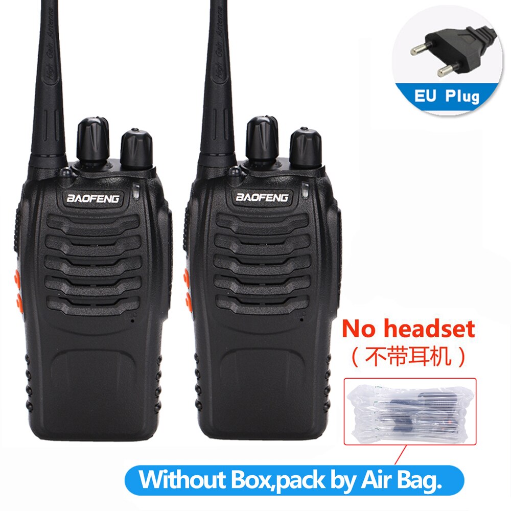 1 Of 2 Stuks Baofeng BF-888S Walkie Talkie 5W Two-Way Radio Draagbare Cb Radio Uhf 400-470Mhz 16CH Comunicador Zender Transceiv: 2pcs  EU no headset