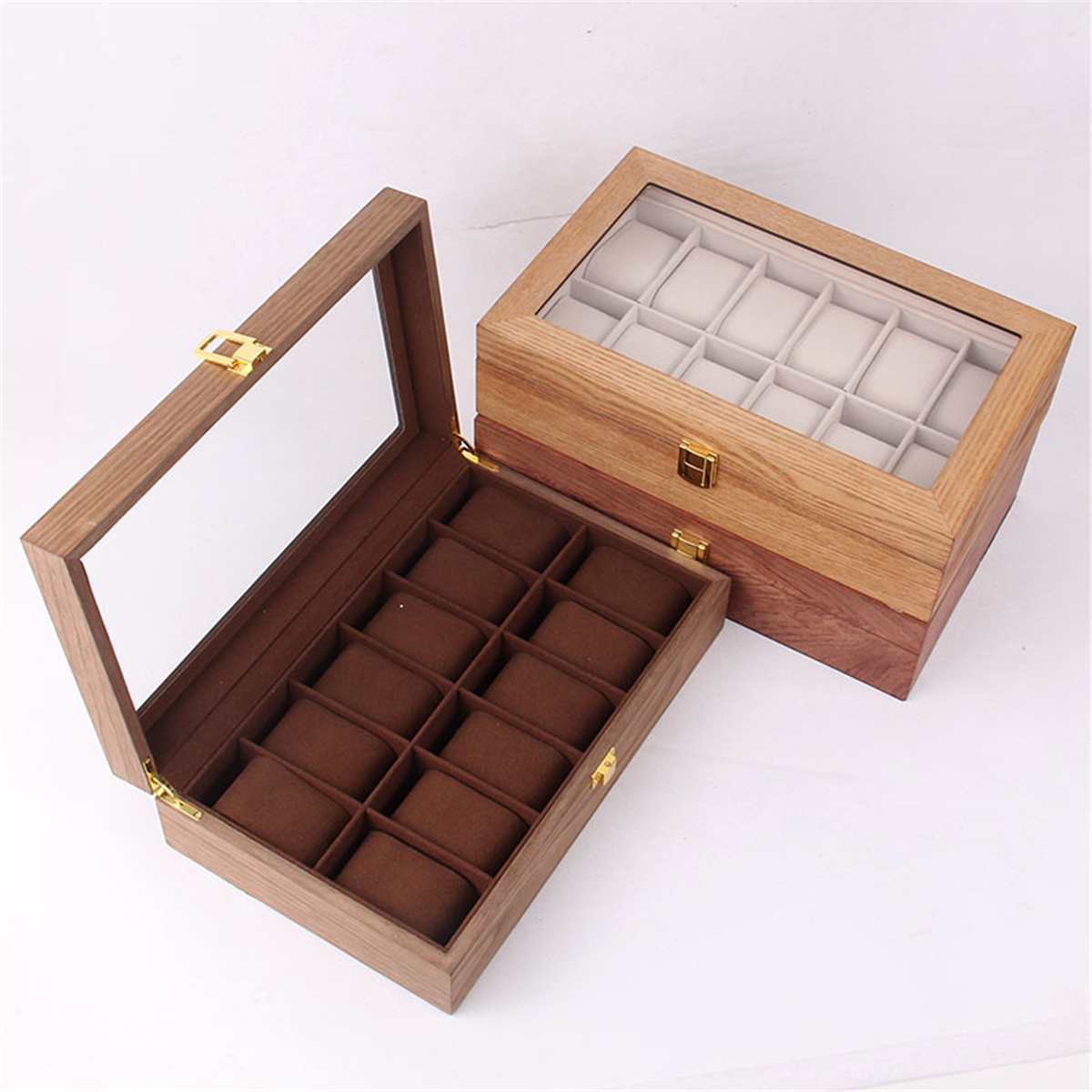 6/10/12 Grids Retro Rode Houten Horloge Display Case Duurzaam Verpakking Houder Sieraden Collection Opslag Horloge Organizer box Kist