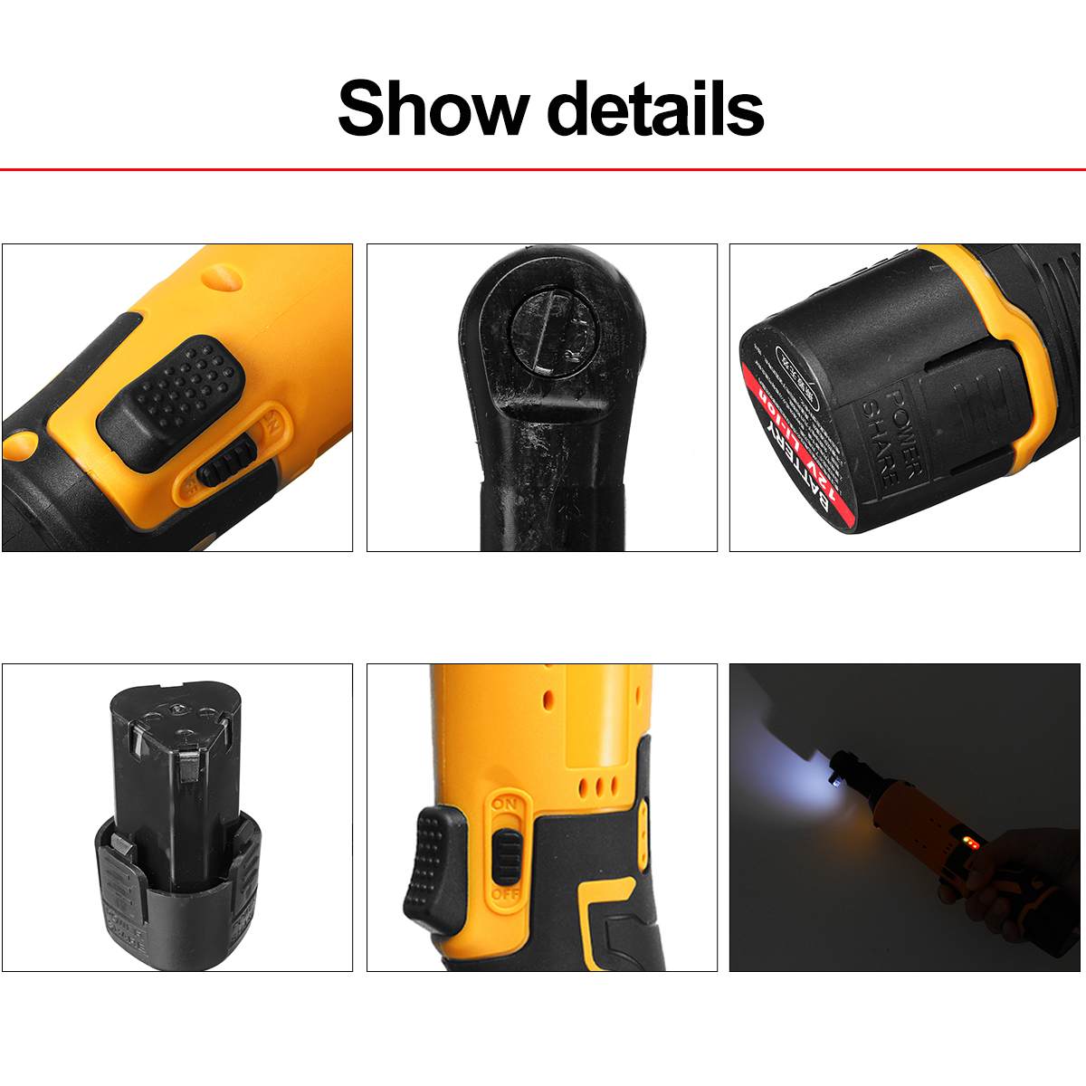 3/8" Electric Wrench Cordless Ratchet Battery 12V Rechargeable Scaffolding Cordless Angle Wrench Tools 45N.m