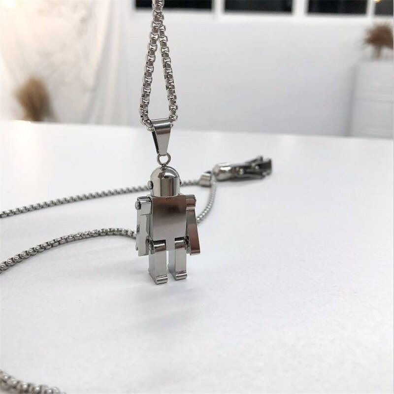 In Acciaio Inox Collana Del Pendente Del Robot Paio di Hip hop di Modo Streetwear Harajuku Chian Collana Dei Monili di Personalità per Unisex: Default Title