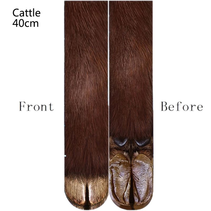Neue 3D Druck Erwachsenen Tier Pfote Socken Unisex Crew Katze Lange Aktien Elastische Atmungsaktive Socke Hund Pferd Zebra Schwein Katze pfote: E / L
