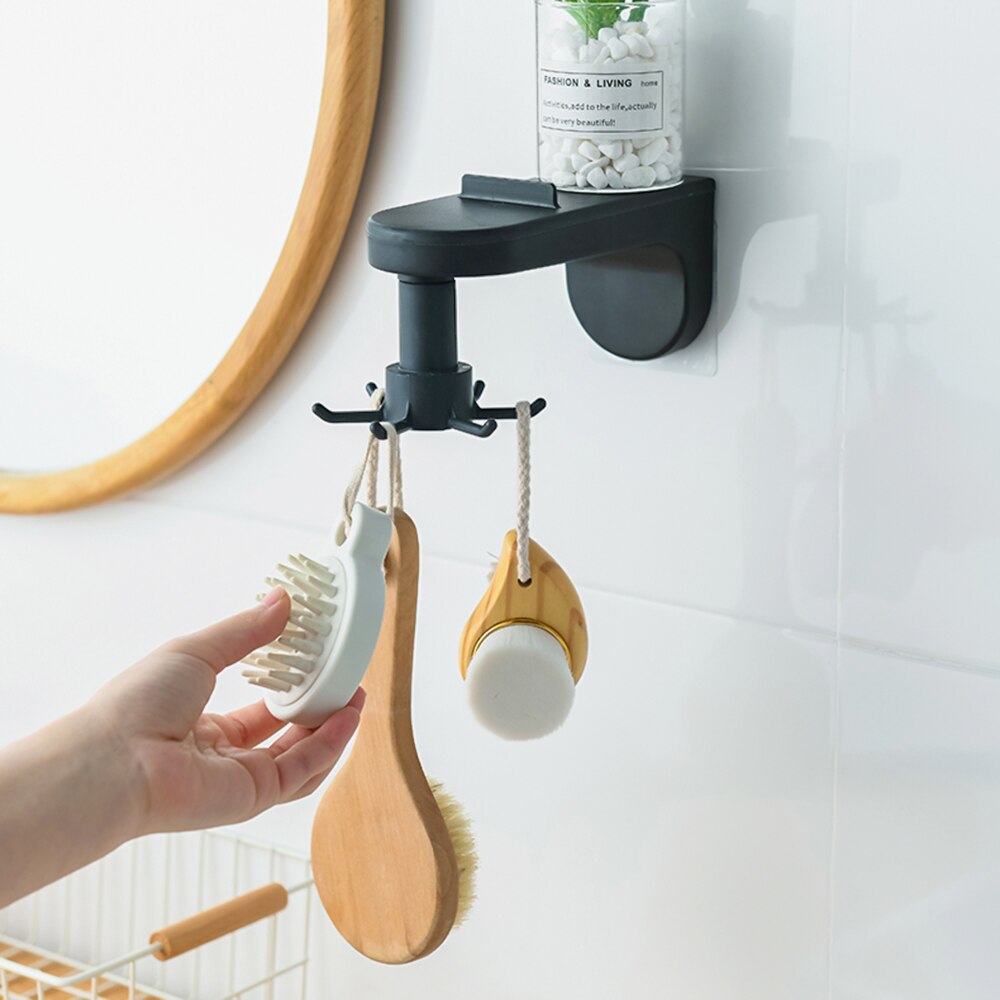 360 degrés crochet rotatif auto-adhésif support de rangement salle de bain organisateur mural support suspendu accessoires de cuisine