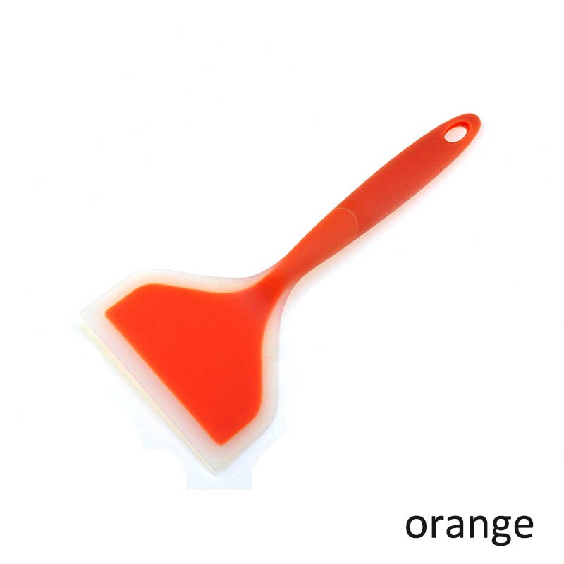 1 st silikon non-stick köksskrapa multifunktionell pizza spade köksredskap matspad bred kött äggvändare: Orange
