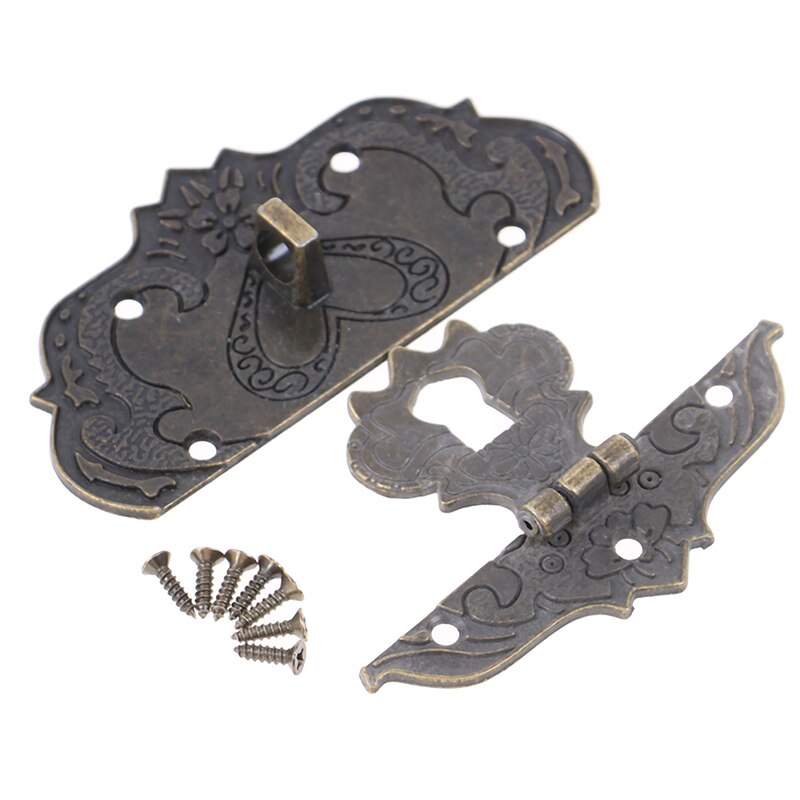 1 Set Retro Jewelry Box Hasp Lock Latch Wooden Cases Chests Latch With Screws Hardware Decor Accessories