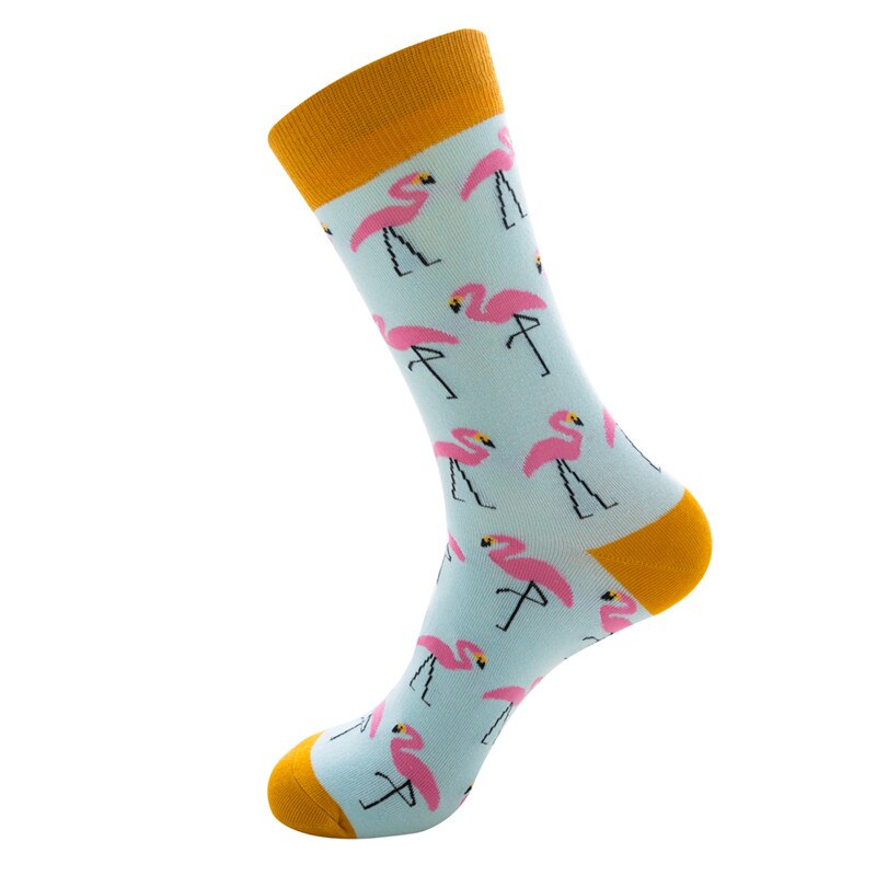 1 pair men socks combed cotton bright colored funny socks men's calf crew socks for business causal dress wedding: 18