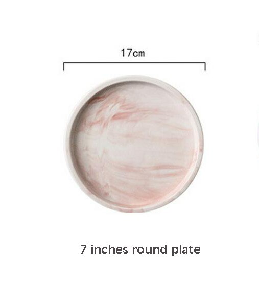 Nordic Pink Ceramic Storage Box Tray Marble Pattern Bedroom Jewelry Storage Board Kitchen Tableware Living Room Decoration: 1
