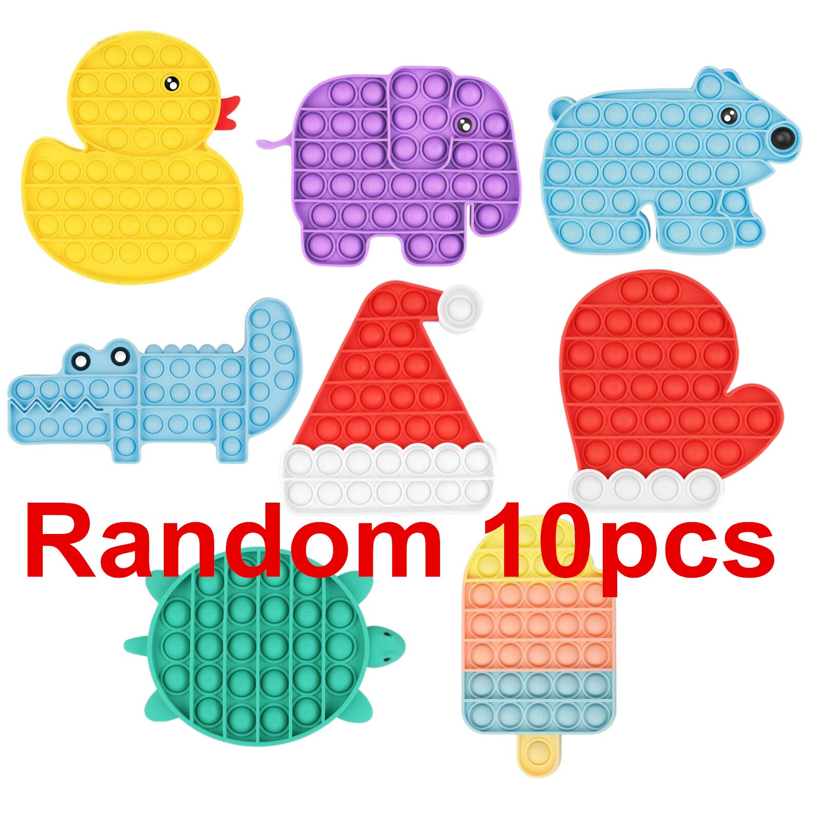 10Pcs/Lot Pop It Push Bubble Fidget Toys Adult Stress Relief Toy Antistress PopIt Soft Squishy Anti-Stress Anti Stress